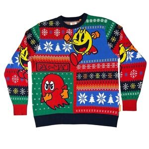 OppoSuits Pac-Man Christmas Sweater Mens Large‎ Retro Video Game Knit Pullover